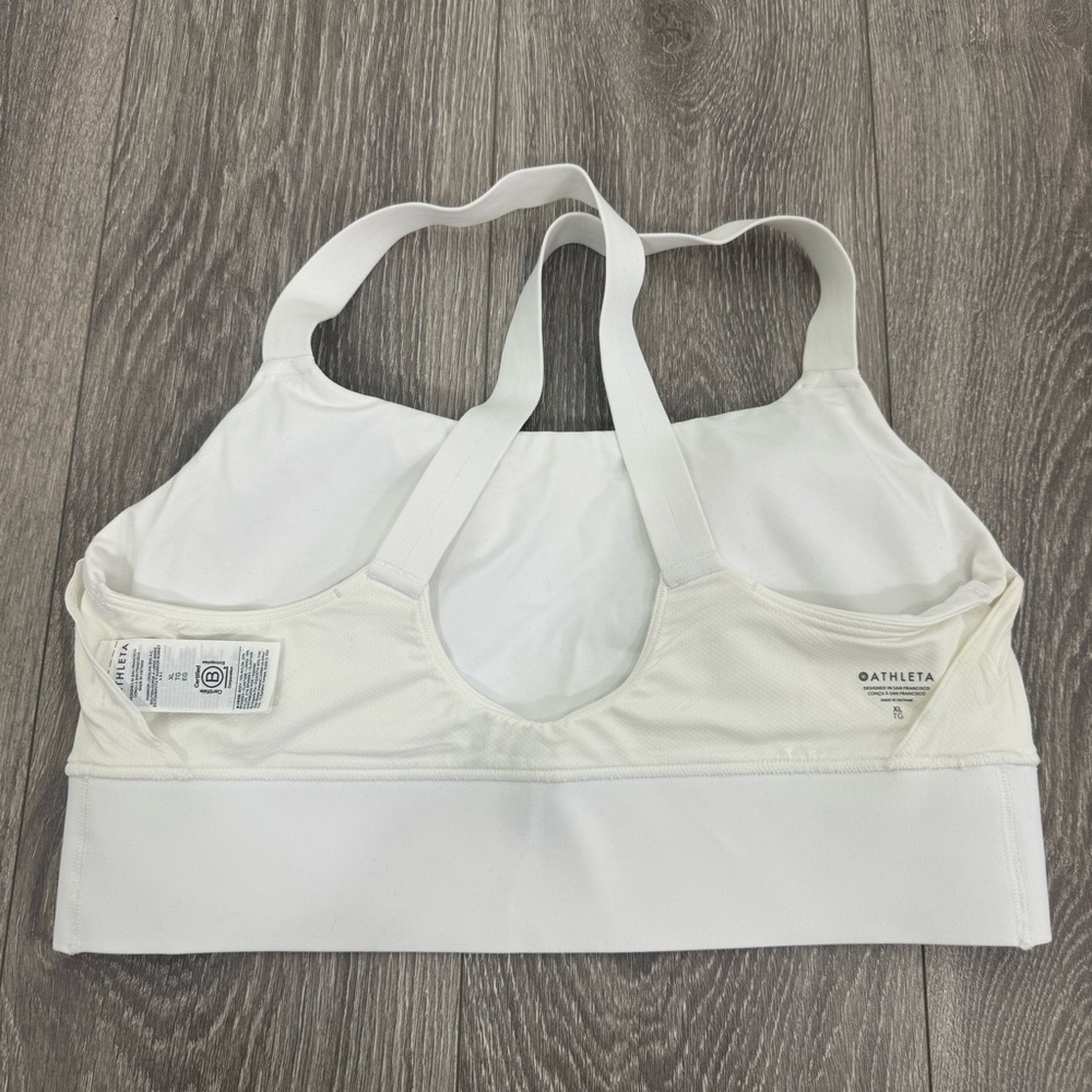 Athleta White Cross Back Sports Bra Size XL Strappy Racerback Yoga Bra EUC - Picture 5 of 13